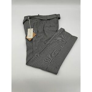 Joie Pants High Waist Sz 2 Belted Checkered Zip Up and Pocket NWT